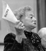 Lobbying is done both on and off Capitol Hill. In 1987, Dubrow takes the ILGWU’s case to the National Council of Senior Citizens. (Photo: ILGWU)
