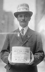 A striking worker struck this pose at a Labor Day parade in 1915.