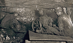 At work in a West Virginia coal mine circa 1918.