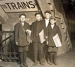 Newboys hawked their wares at all hours of the day on street corners, in saloons, and at subway stations.