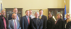 Connecticut APWU members meet with Sens. Richard Blumenthal and Chris Murphy. 