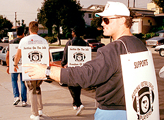 Future NFL Hall of Fame member Howie Long joined fellow Los Angeles Raiders on the picket line during the first day of the 1987 NFL players strike.