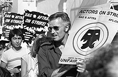 Charlton Heston, on a picket line in 1980, was elected to the SAG presidency in 1965 and served three two-year terms.