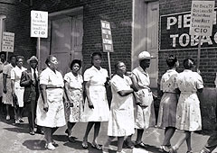 Strikers from United Tobacco Workers Local 22 on the picket line at Piedmont Leaf Tobacco Company Strikers from United Tobacco Workers Local 22 on the picket line at Piedmont Leaf Tobacco Company.
