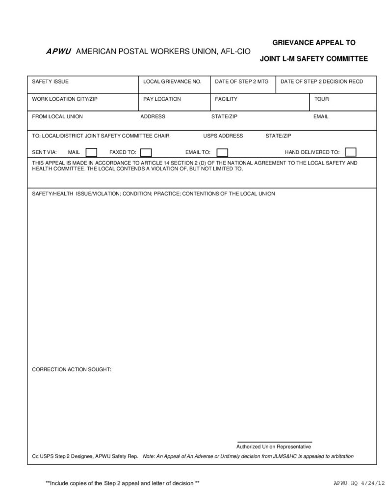 Appeal to Joint Safety Committee