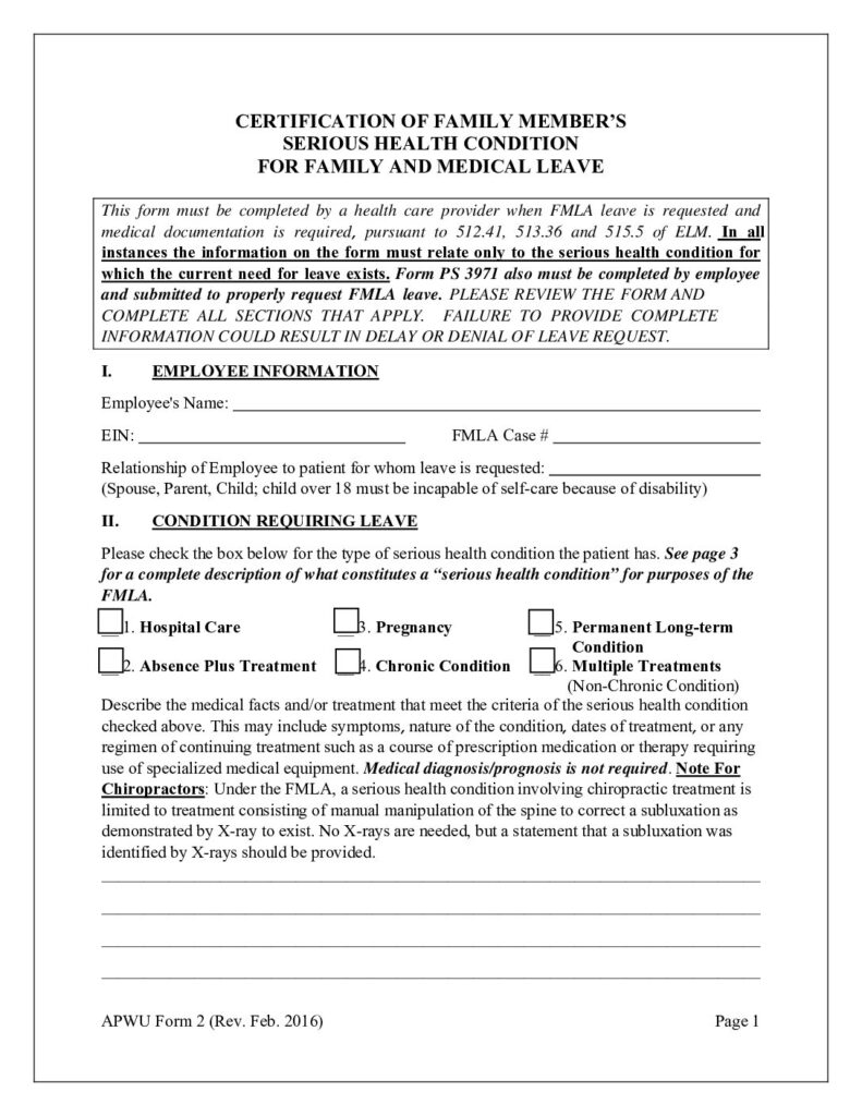 Certification by a Health Care Provider for a Family Member’s serious Illness: