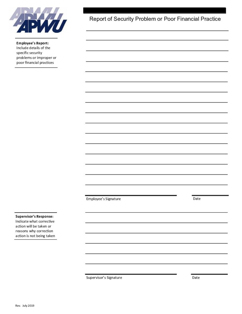 Security Problem or Poor Financial Practice Report