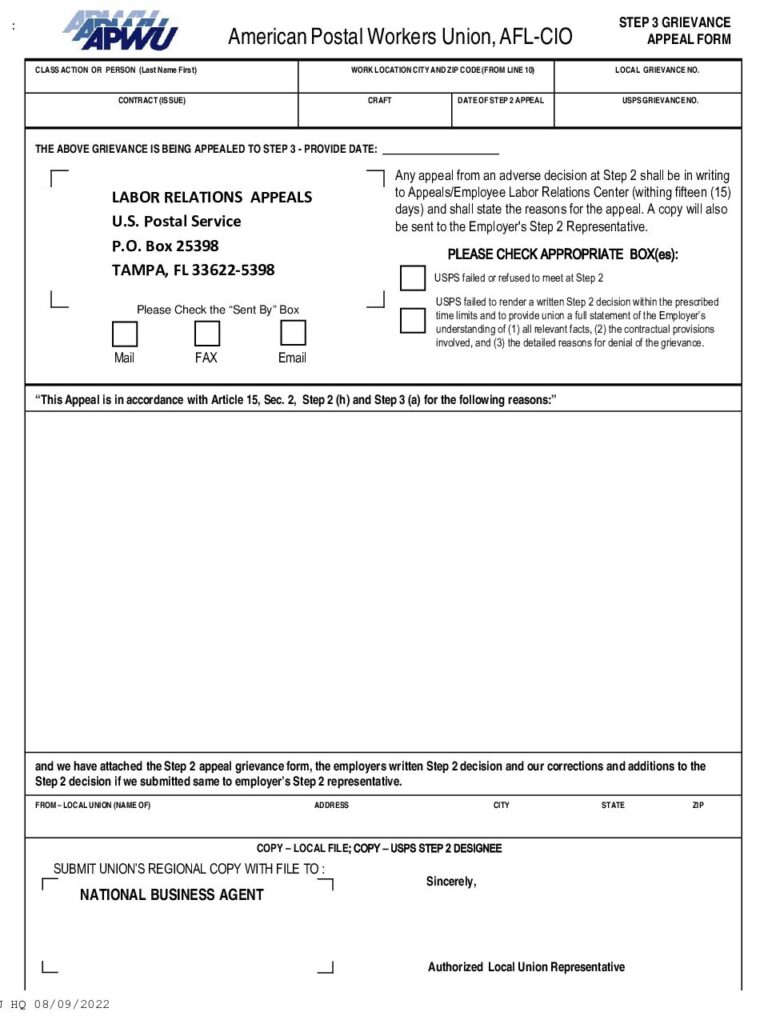 Step 3 Grievance Appeal Form