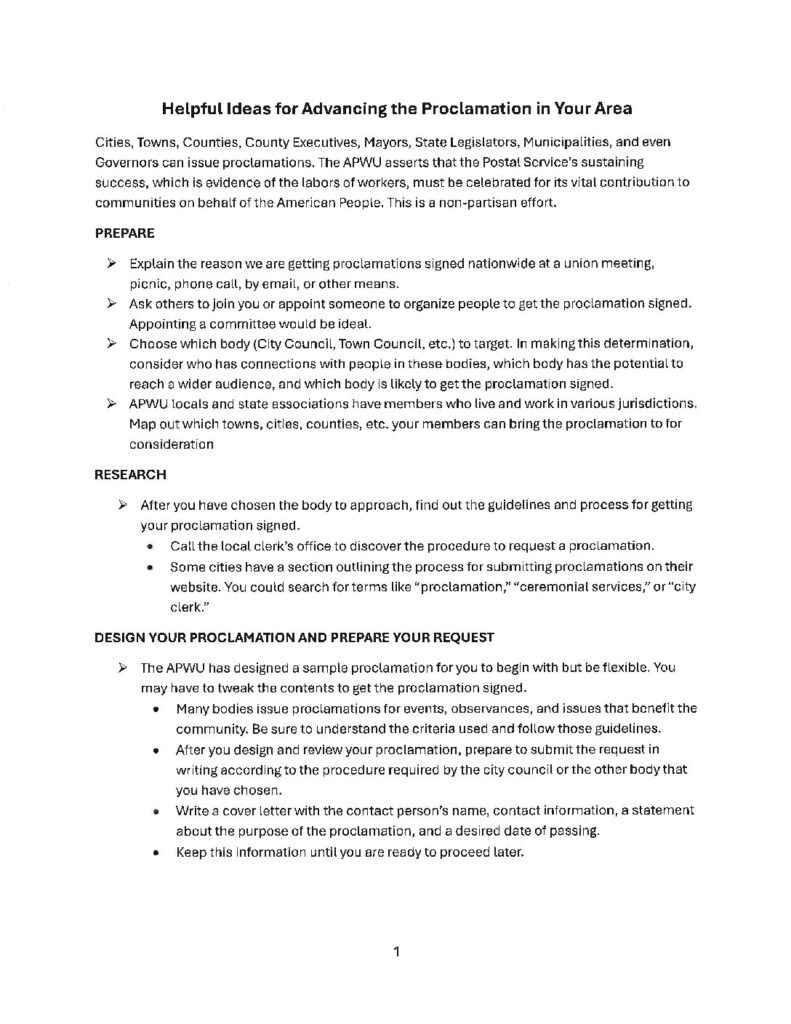 Ideas for Advancing the Proclaimation Locally