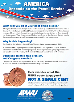 Union Calls for April Actions To Save the Postal Service's image