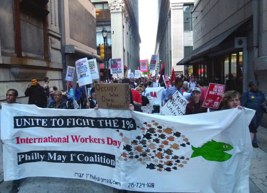 Philadelphia May Day Rally Calls for Workers Rights; Hits Staples Deal's image
