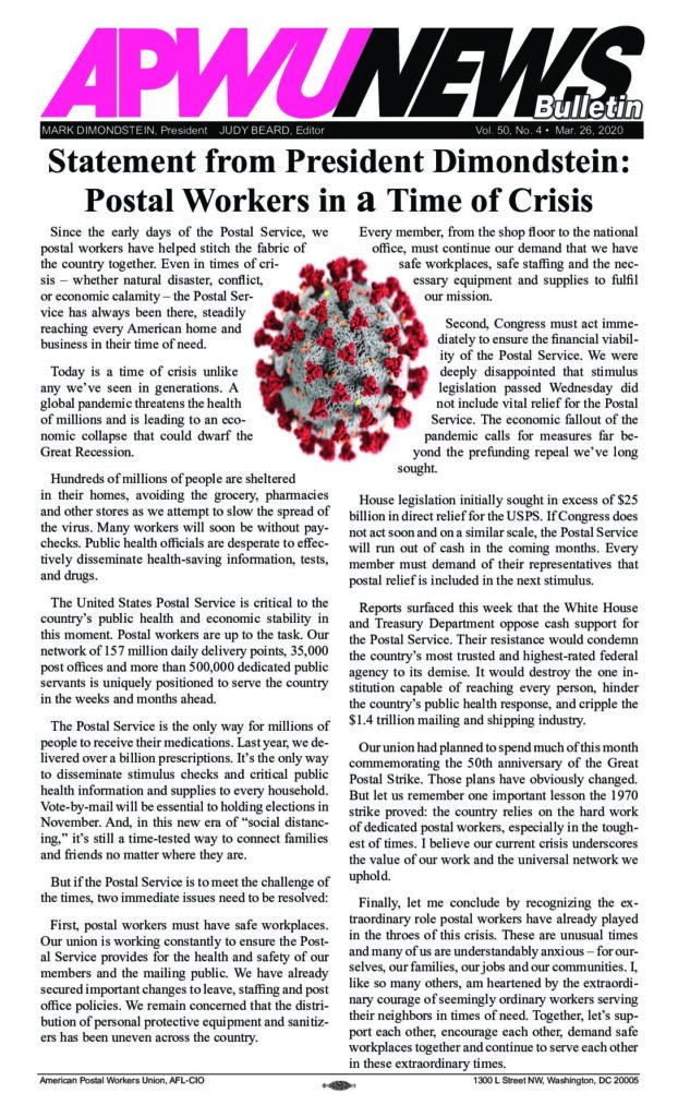 March 2020 Dimondstein on COVID