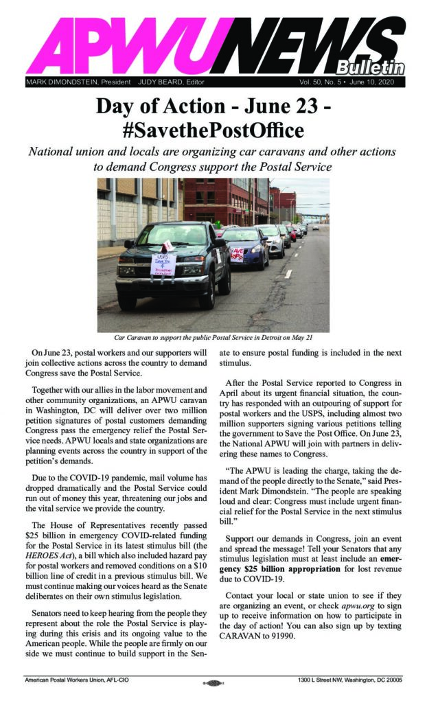 June 2020 Car Caravan #SavethePostOffice