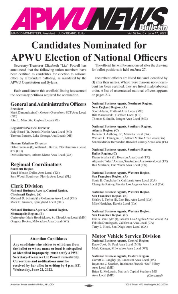 June 2022 Candidate Nominations