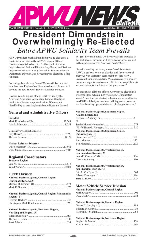 October 2022 Officer Election Results 