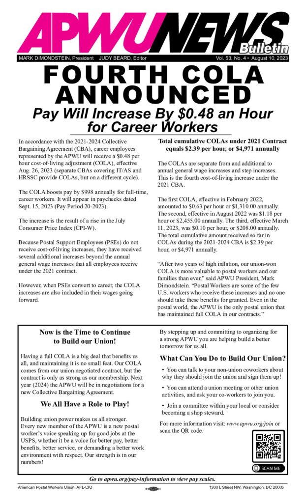 August 2023 Second COLA and Organizing