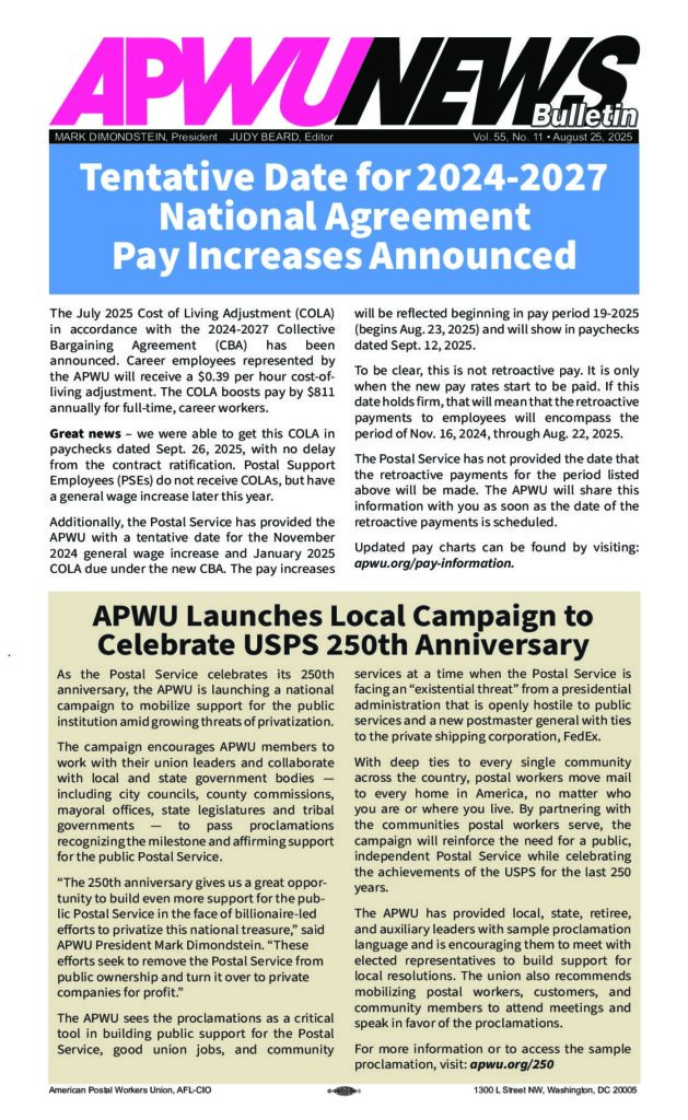 August 2025 Tentative Date for National Agreement Pay Increases Announced