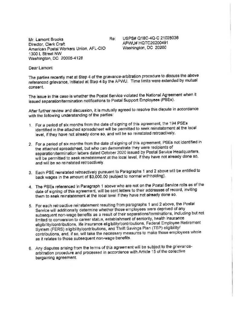 PSEs Separation/Termination Notifications