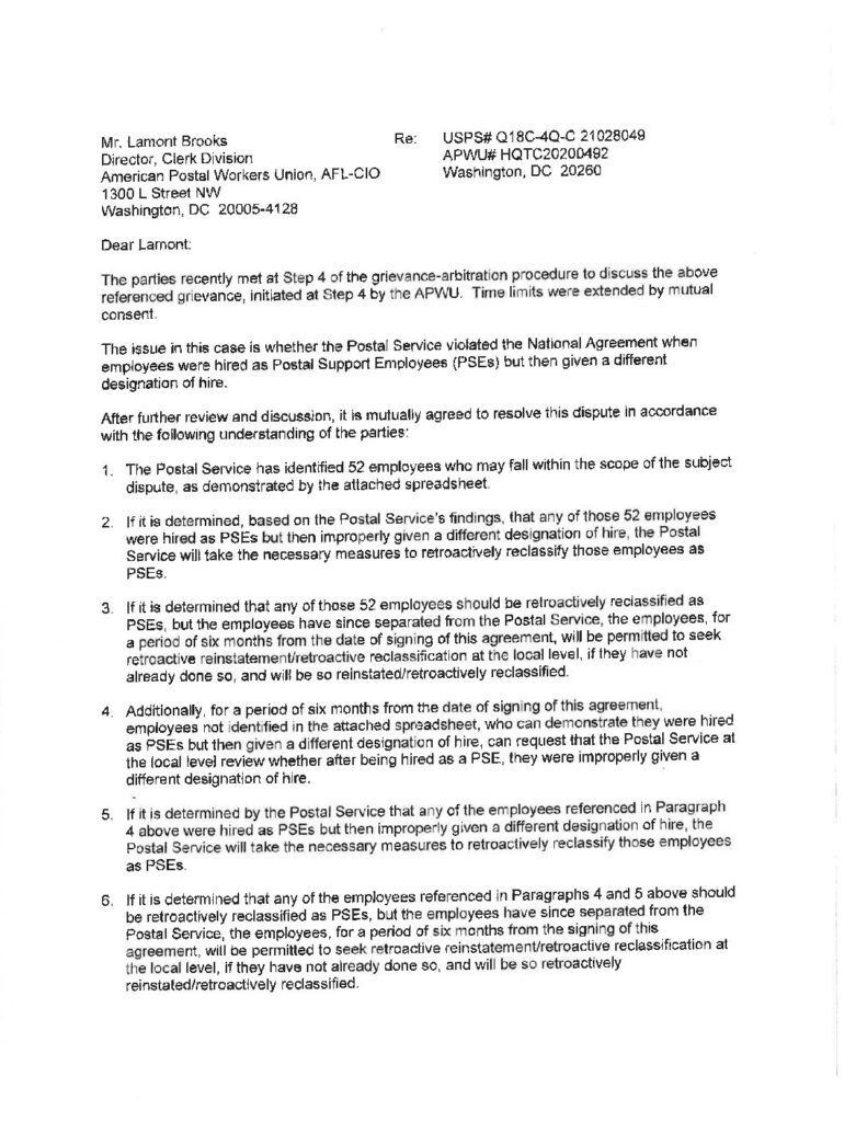 PSE Designation of Hire 