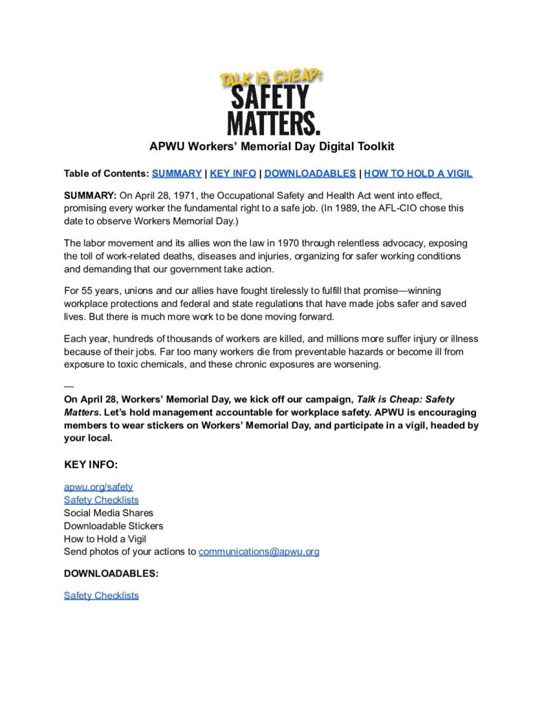 Workers' Memorial Day Toolkit