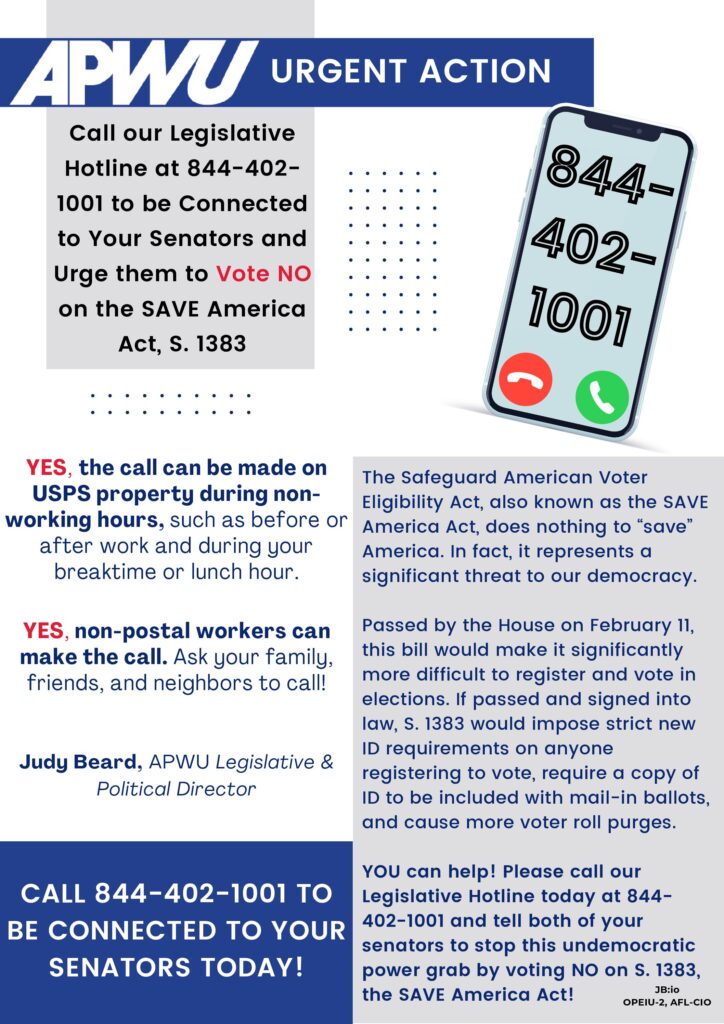 SAVE America Act Call-In Flyer