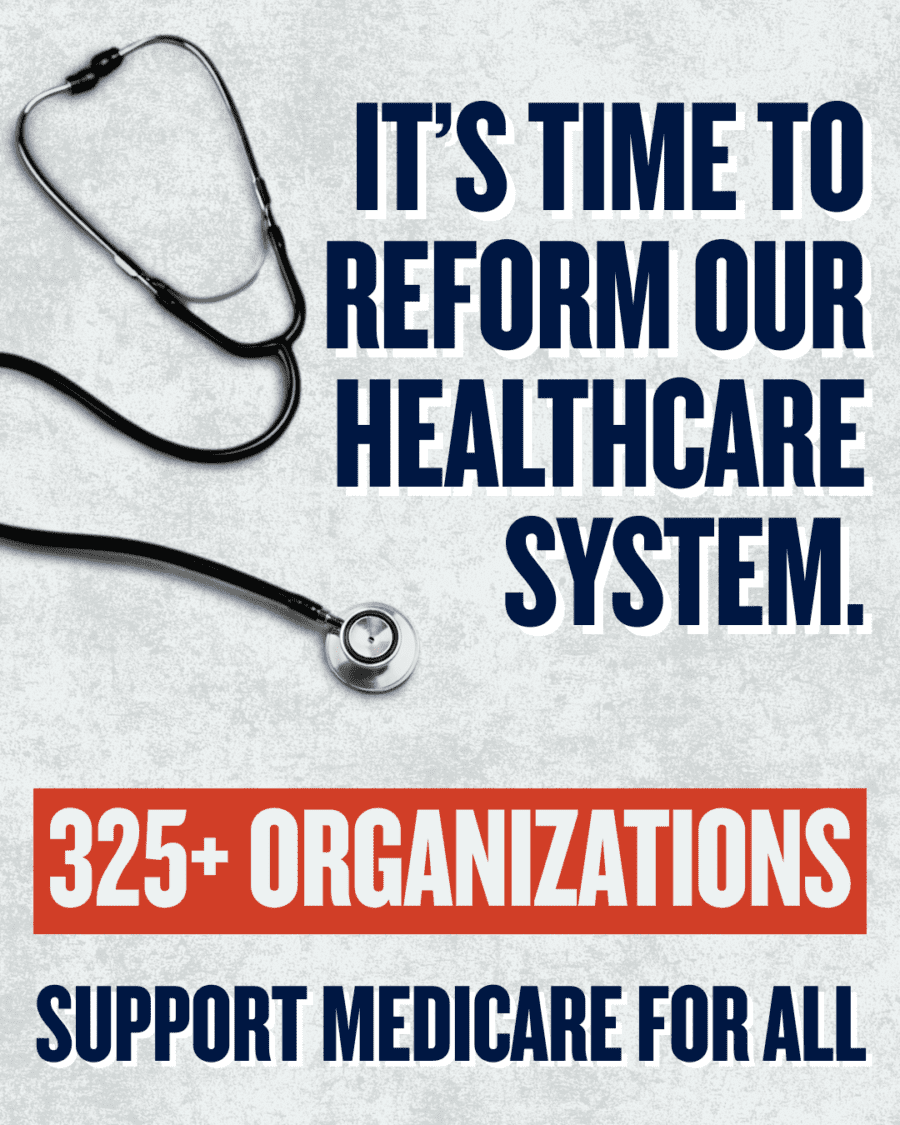 An image of a stethascope with the words its time to reform our healhcare system.